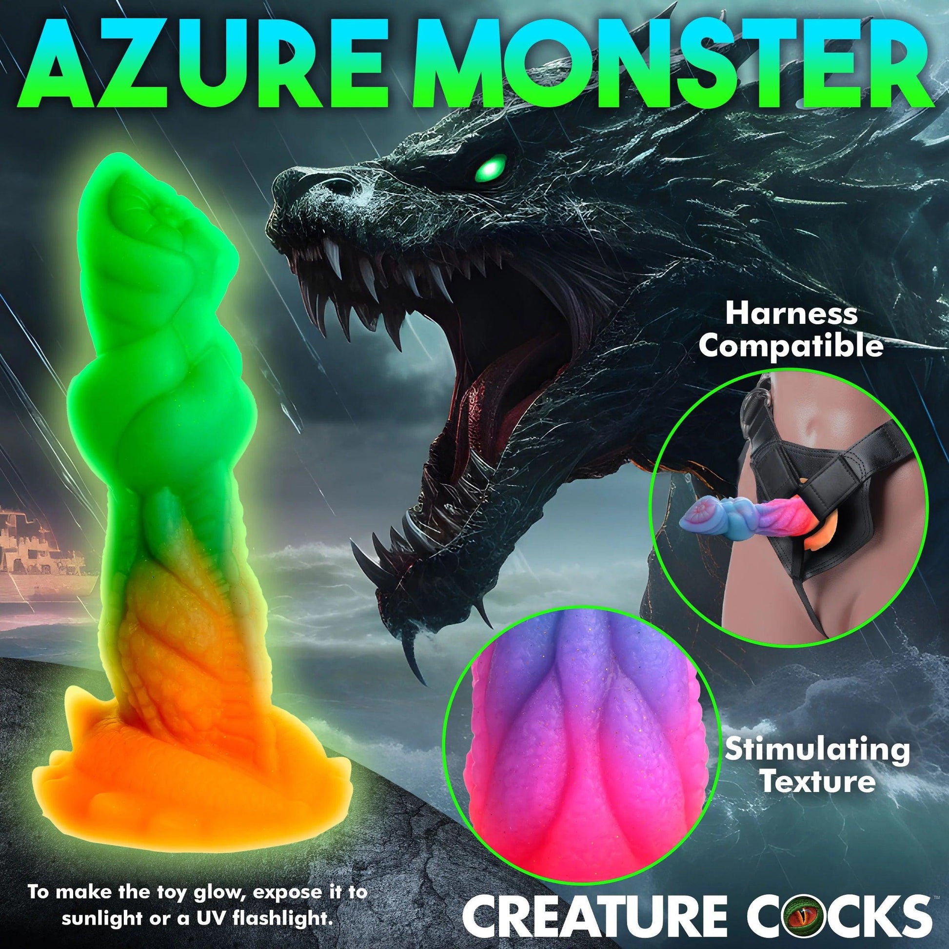 Aqua-Cock Glow-in-the-Dark Silicone Dildo - Love It Wet