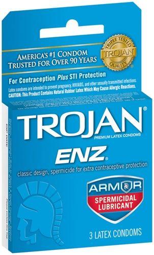 Trojan Enz Armor Spermicidal Lubricated Condoms - 3 Pack - Love It Wet