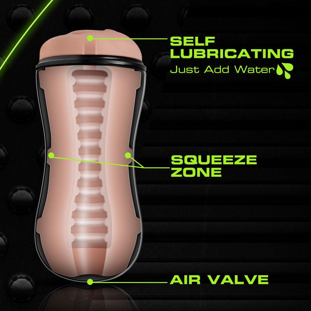 M for Men - Soft and Wet - Pussy With Pleasure Ridges and Orbs - Self Lubricating Stroker Cup - Vanilla - Love It Wet