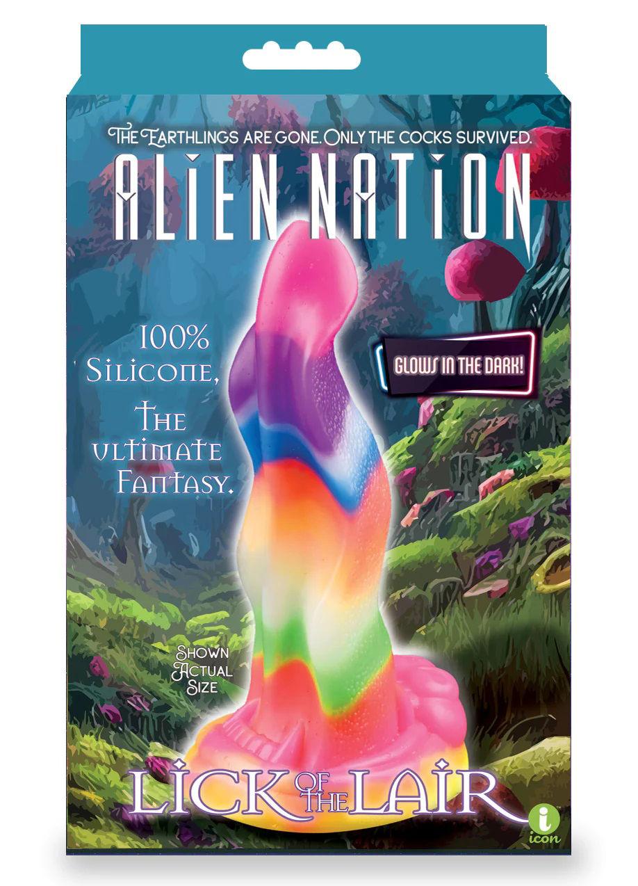 Alien Nation Lick of the Lair Silicone Glow in the Dark Creature Dildo - Multicolor - Love It Wet