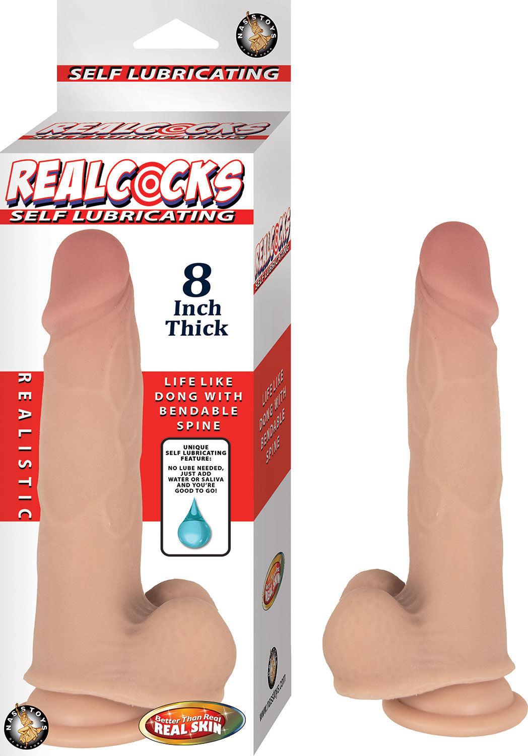 Realcocks Self Lubricating 8 Inch Thick - White - Love It Wet