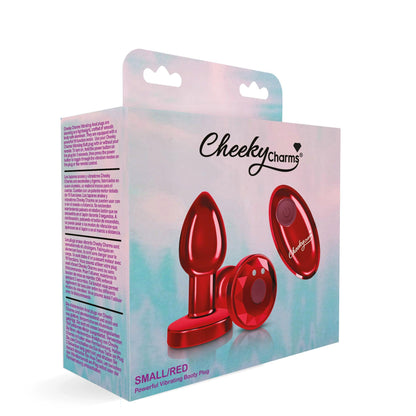 Cheeky Charms - Rechargeable Vibrating Metal Butt Plug With Remote Control - Red - Small - Love It Wet