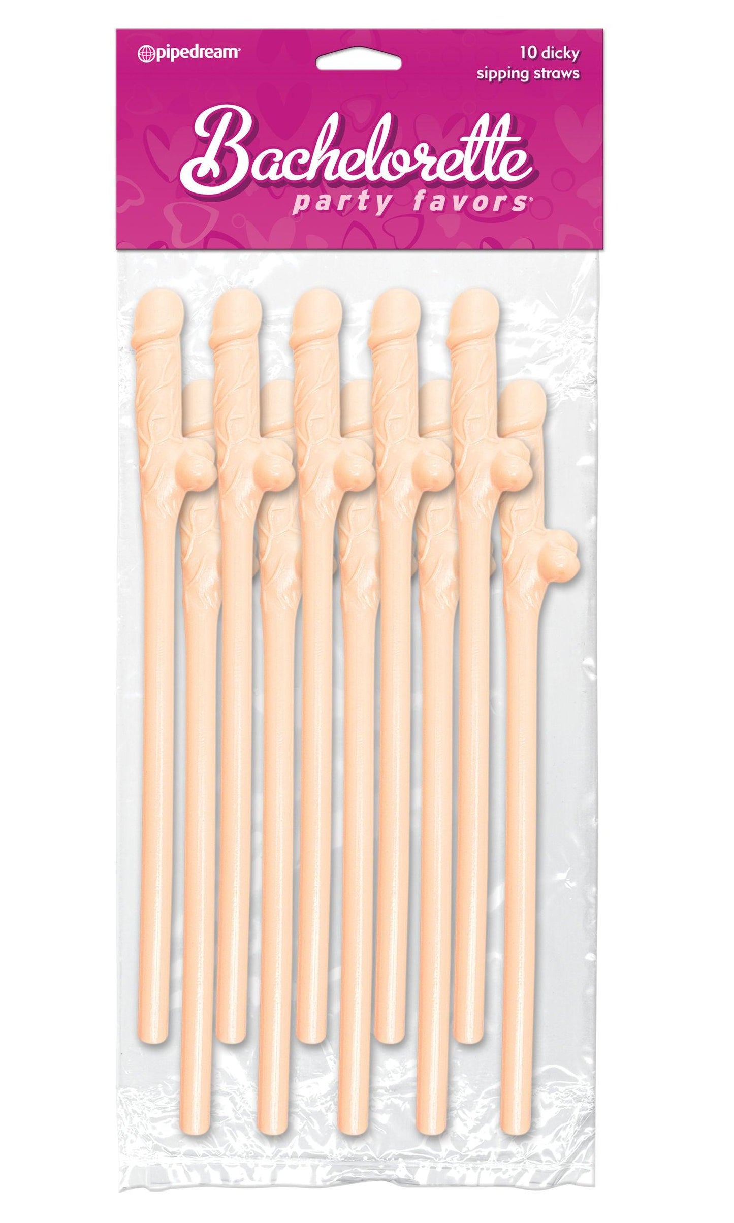 Bachelorette Party Favors - Dicky Sipping Straws - Light - 10 Piece - Love It Wet