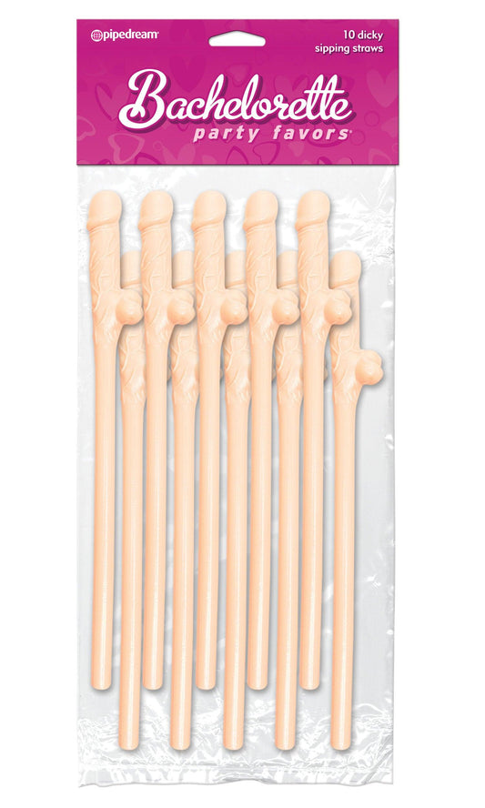 Bachelorette Party Favors - Dicky Sipping Straws - Light - 10 Piece - Love It Wet