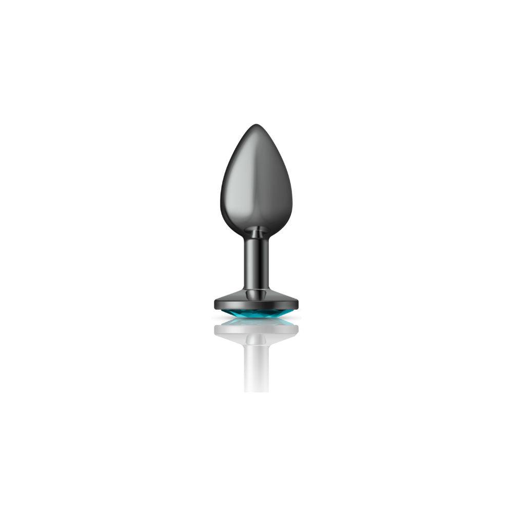 Cheeky Charms-Gunmetal Metal Butt Plug- Round-Teal-Small - Love It Wet