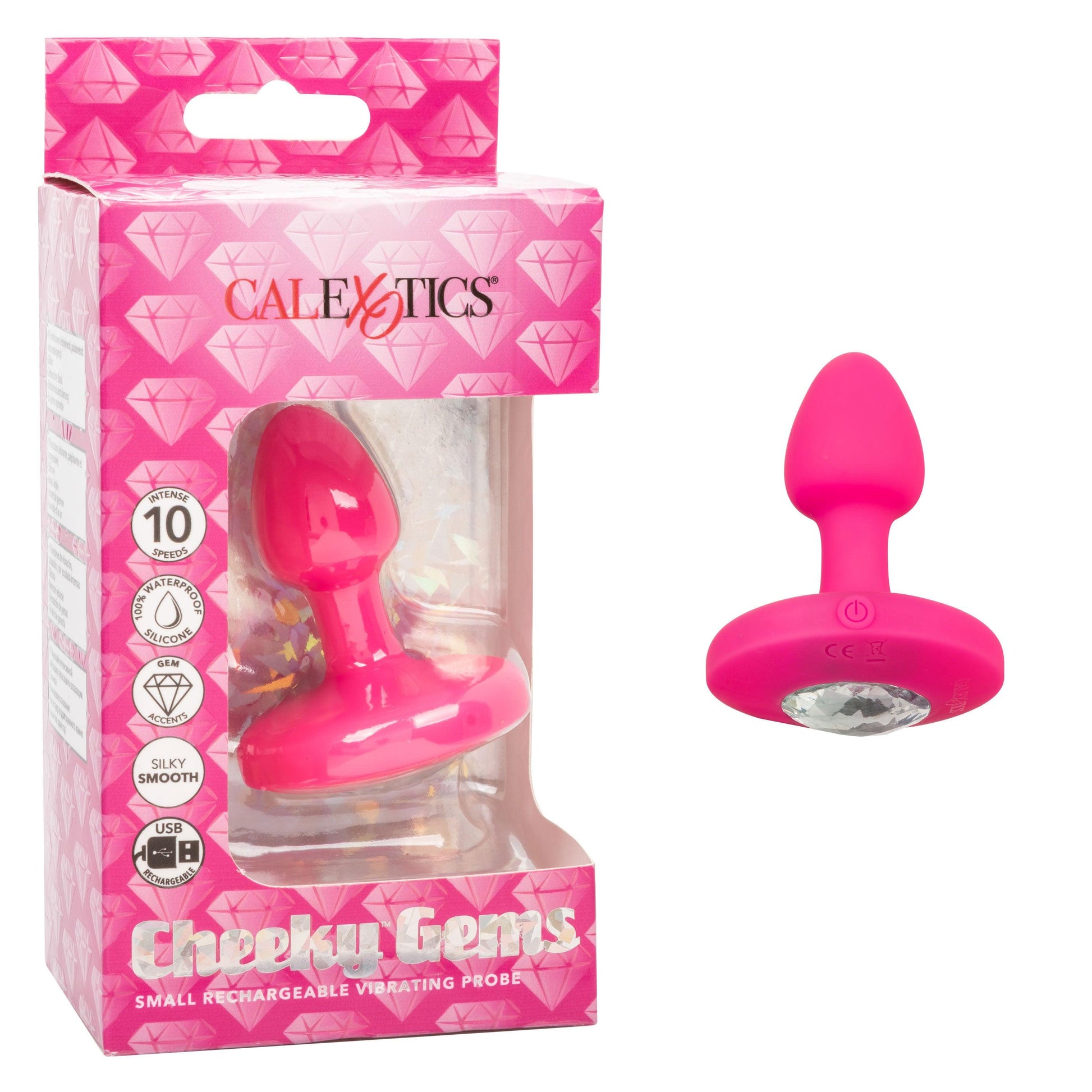 Cheeky Gems - Small Rechargeable Vibrating Probe - Vibrating Probe - Pink - Love It Wet