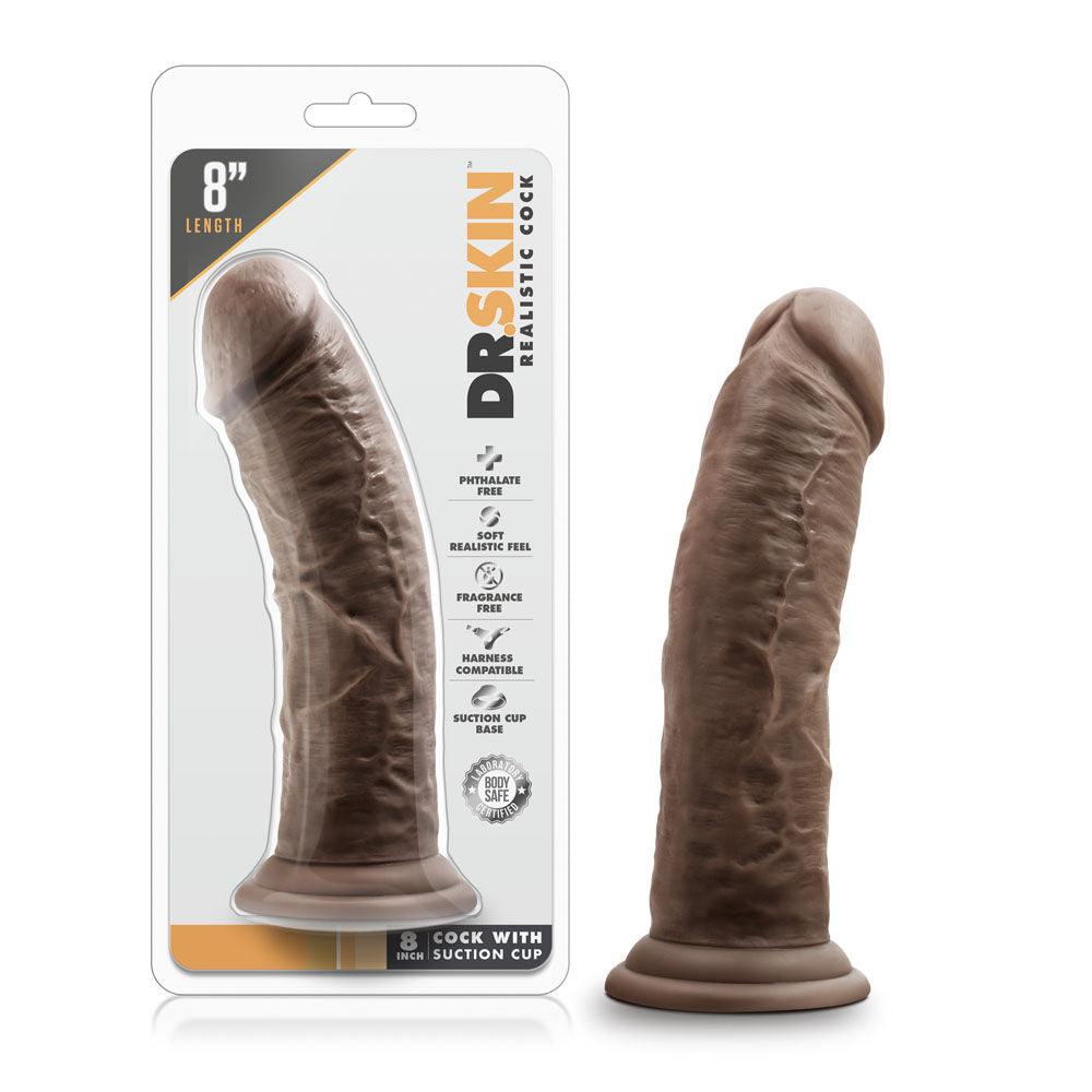 Dr. Skin - 8 Inch Cock With Suction Cup - Chocolate - Love It Wet