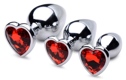 Red Heart Gem Anal Plug Set - Love It Wet