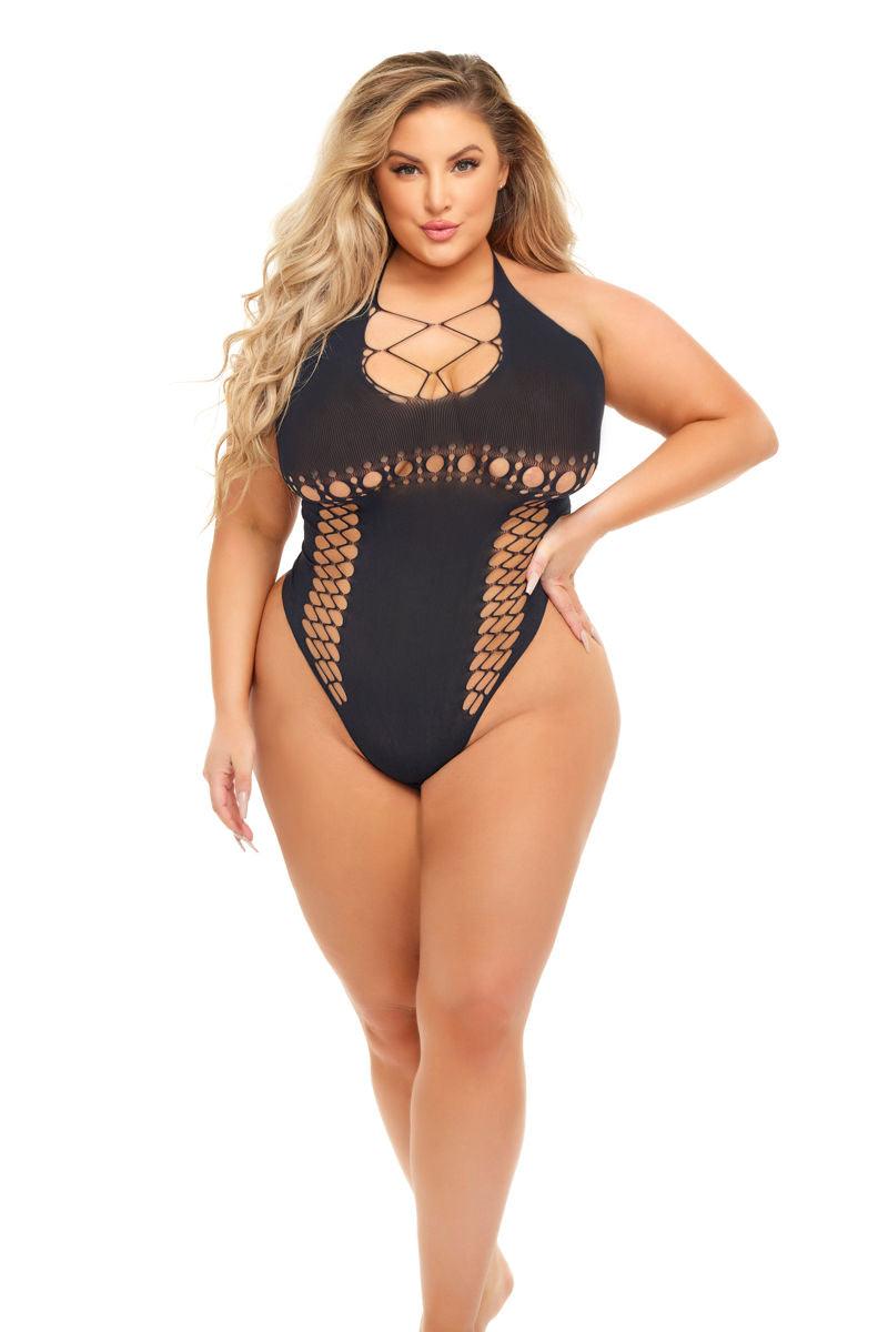 Hot Too Handle Bodysuit - Queen Size - Black - Love It Wet