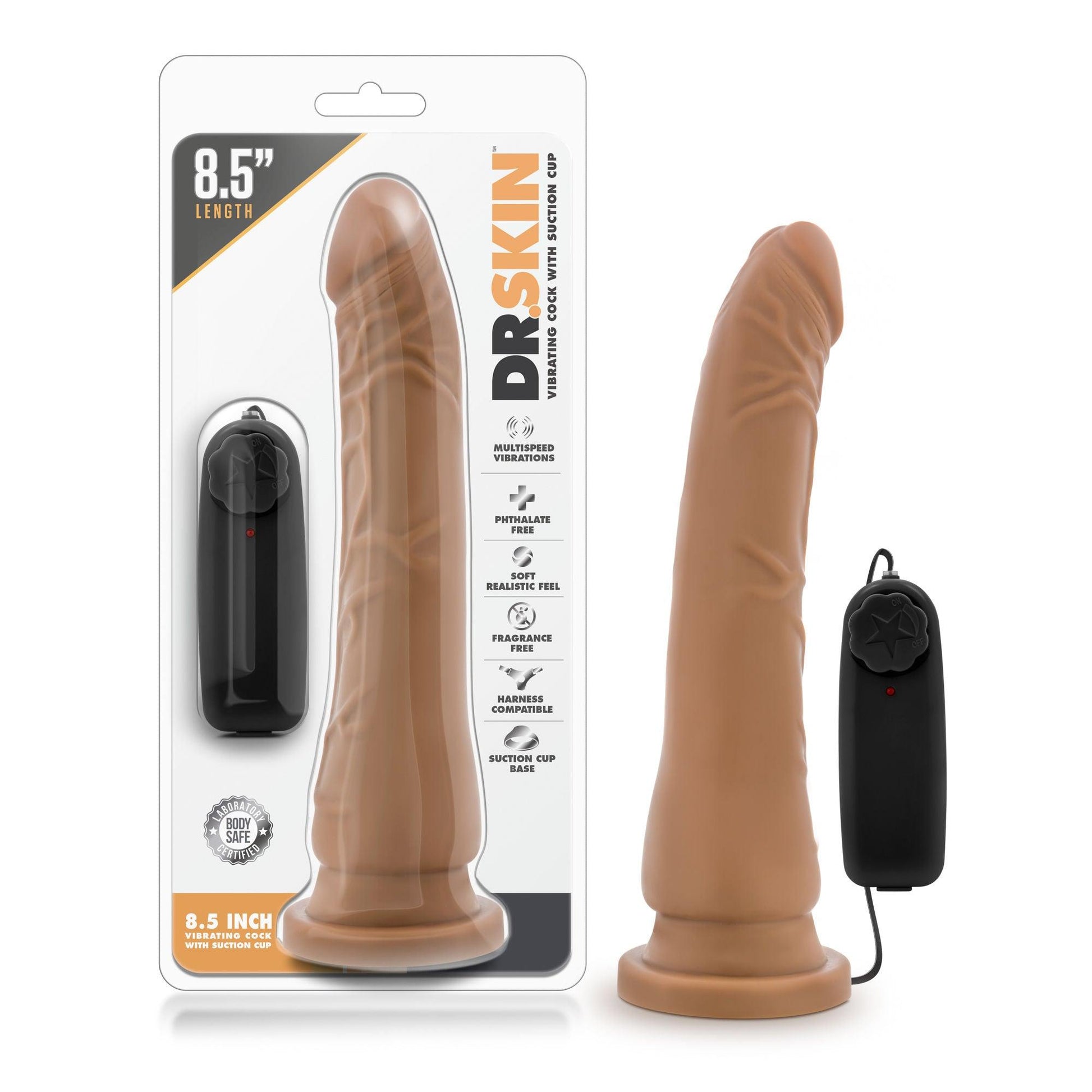 Dr. Skin - 8.5 Inch Vibrating Realistic Cock With Suction Cup - Vanilla - Love It Wet