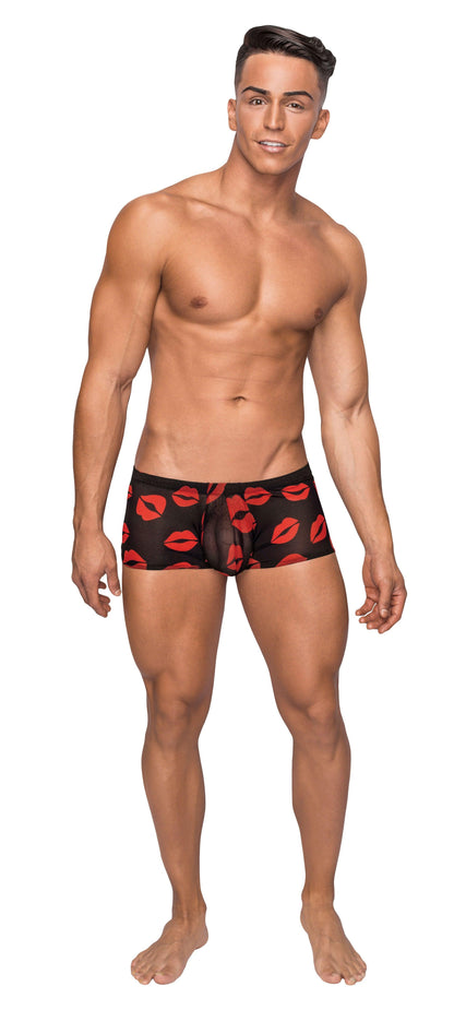Kiss Me - Mini Short - Medium - Sheer Lips Black - Love It Wet