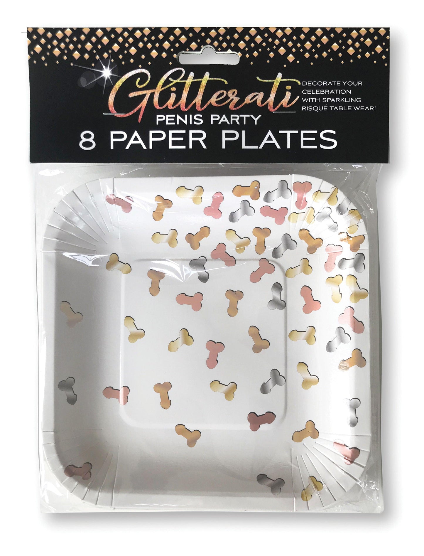 Glitterati Penis Party Paper Plates - 8 Count - Love It Wet