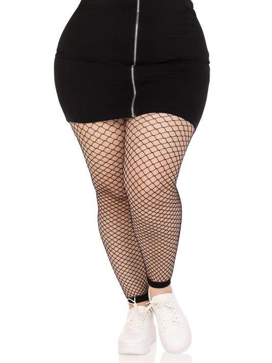 Industrial Net Footless Tights - 1x/2x - Black - Love It Wet