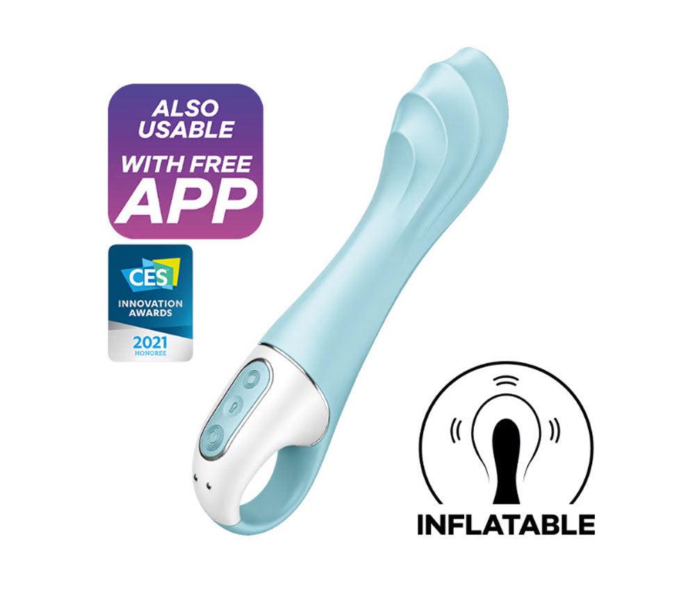 Satisfyer Air Pump Vibrator 5 Plus Inflatable G-Spot Vibrator - Blue - Love It Wet