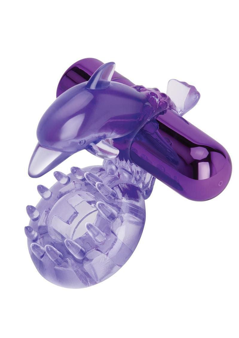 Bodywand Rechargeable Dolphin Ring With Ticklers - Purple - Love It Wet