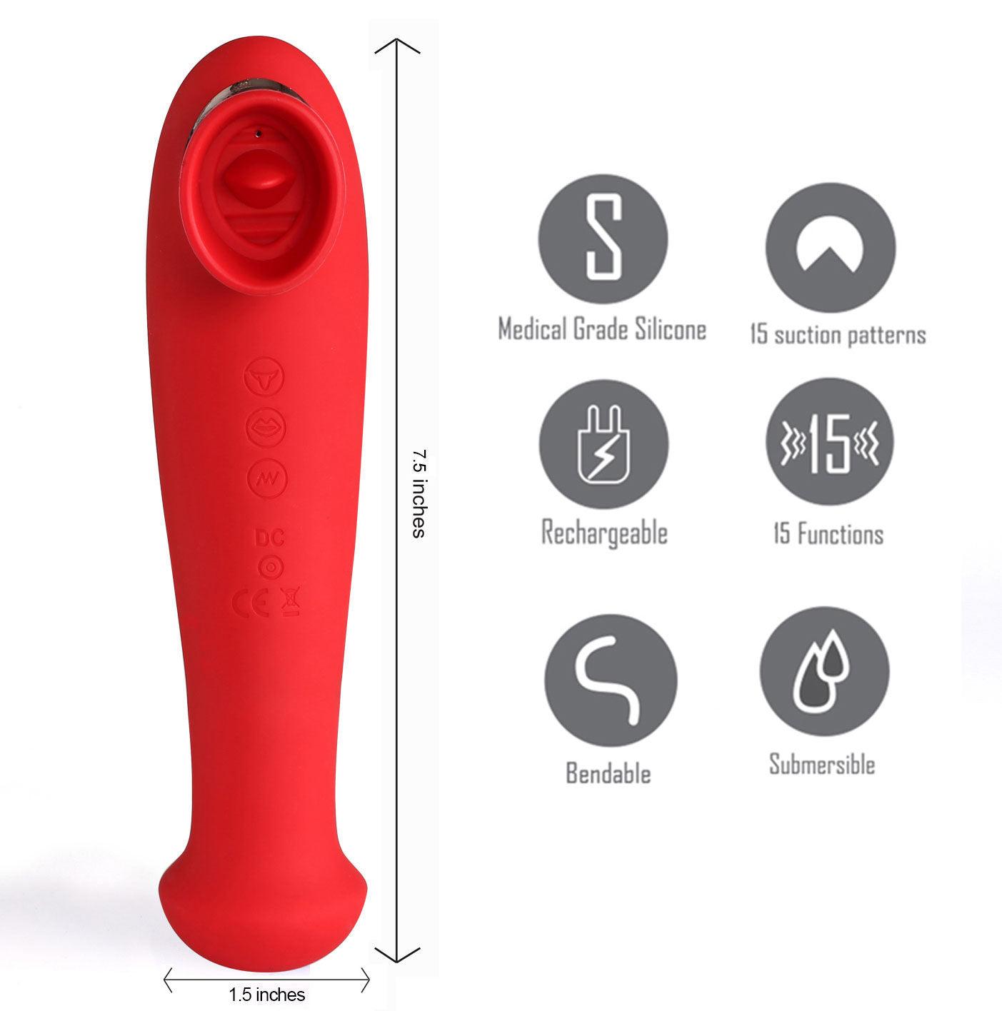 Destiny 15-Function Rechargeable Vibrating - Suction Wand - Blue - Love It Wet