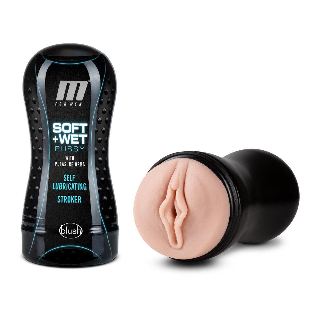 M for Men - Soft and Wet - Pussy With Pleasure Orbs - Self Lubricating Stroker Cup - Vanilla - Love It Wet