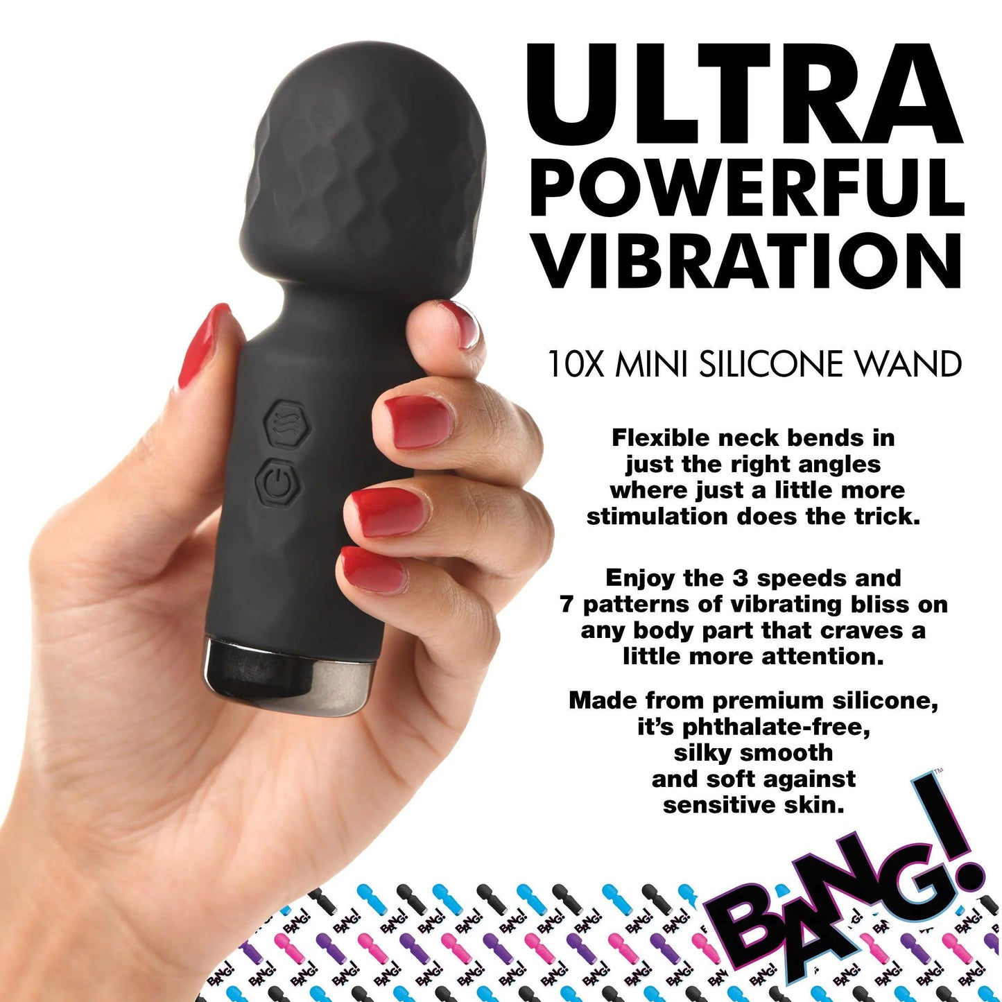 10x Mini Silicone Wand - Black - Love It Wet