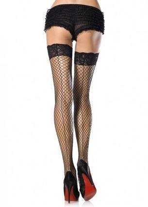 Stay Up Lace Top Thigh Highs With Backseam - One Size - Black - Love It Wet