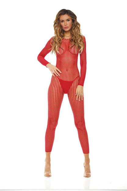 Crotchless Bodystocking - One Size - Red - Love It Wet