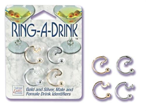 Ring a Drink Gold and Silver Male and Female Drink Identifiers - Love It Wet