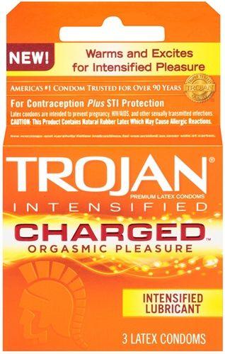 Trojan Intensified Charged Orgasmic Pleasure Condoms - 3 Pack - Love It Wet