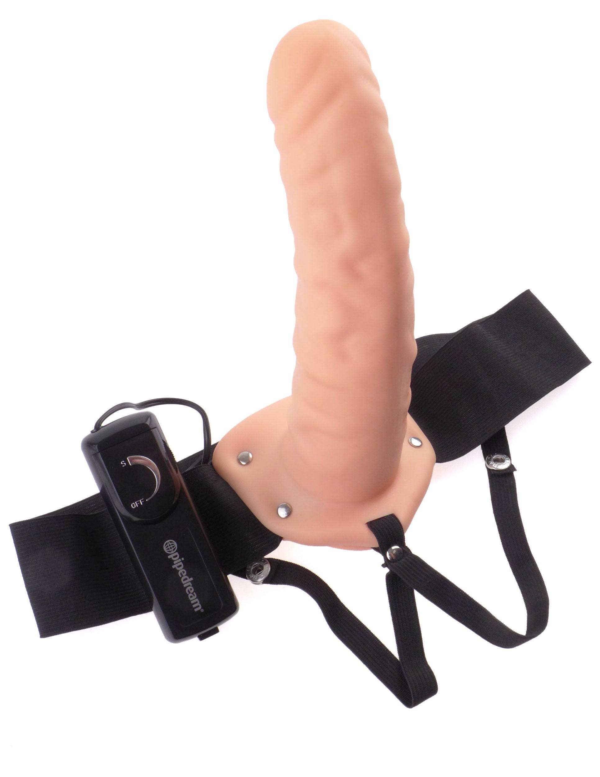 Fetish Fantasy Series 8-Inch Vibrating Hollow Strap-on - Flesh - Love It Wet