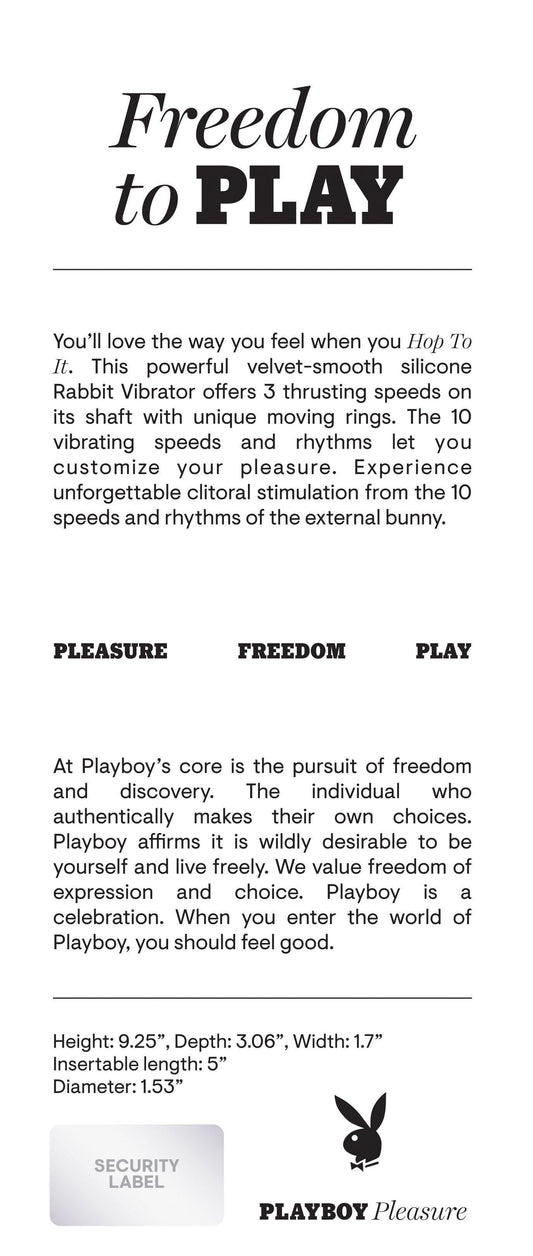 Playboy Pleasure - Hop to It - Rabbit Vibrator - Dark Purple - Love It Wet