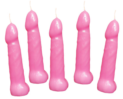 Bachelorette Pecker Party Pink Candles 5pk - Love It Wet