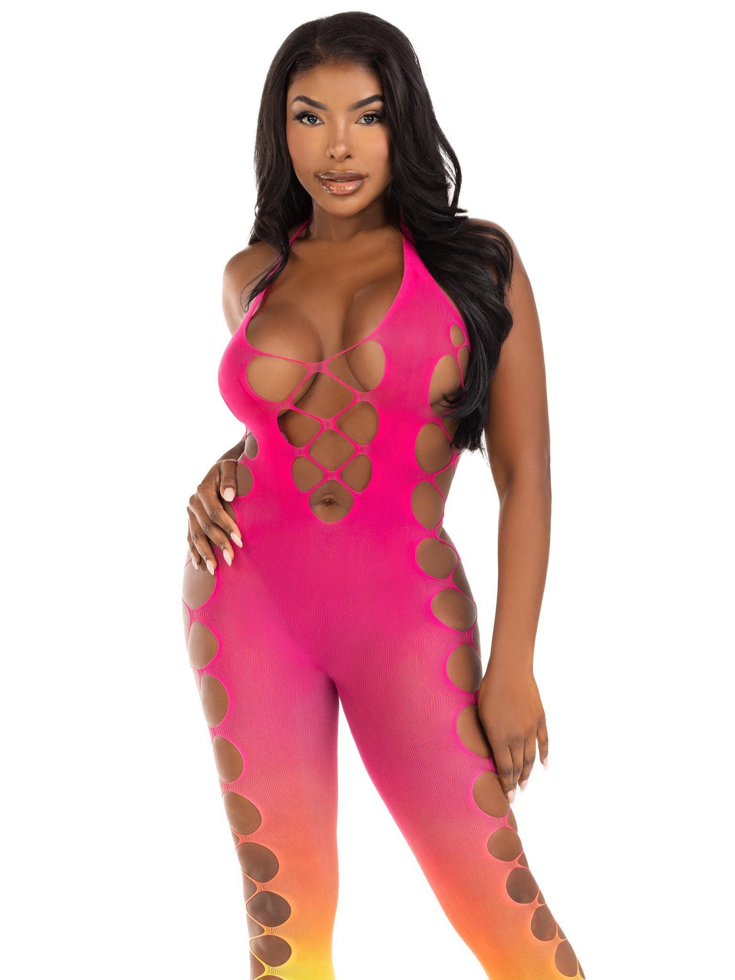 Ombre Footless Bodystocking - One Size - Sunset - Love It Wet