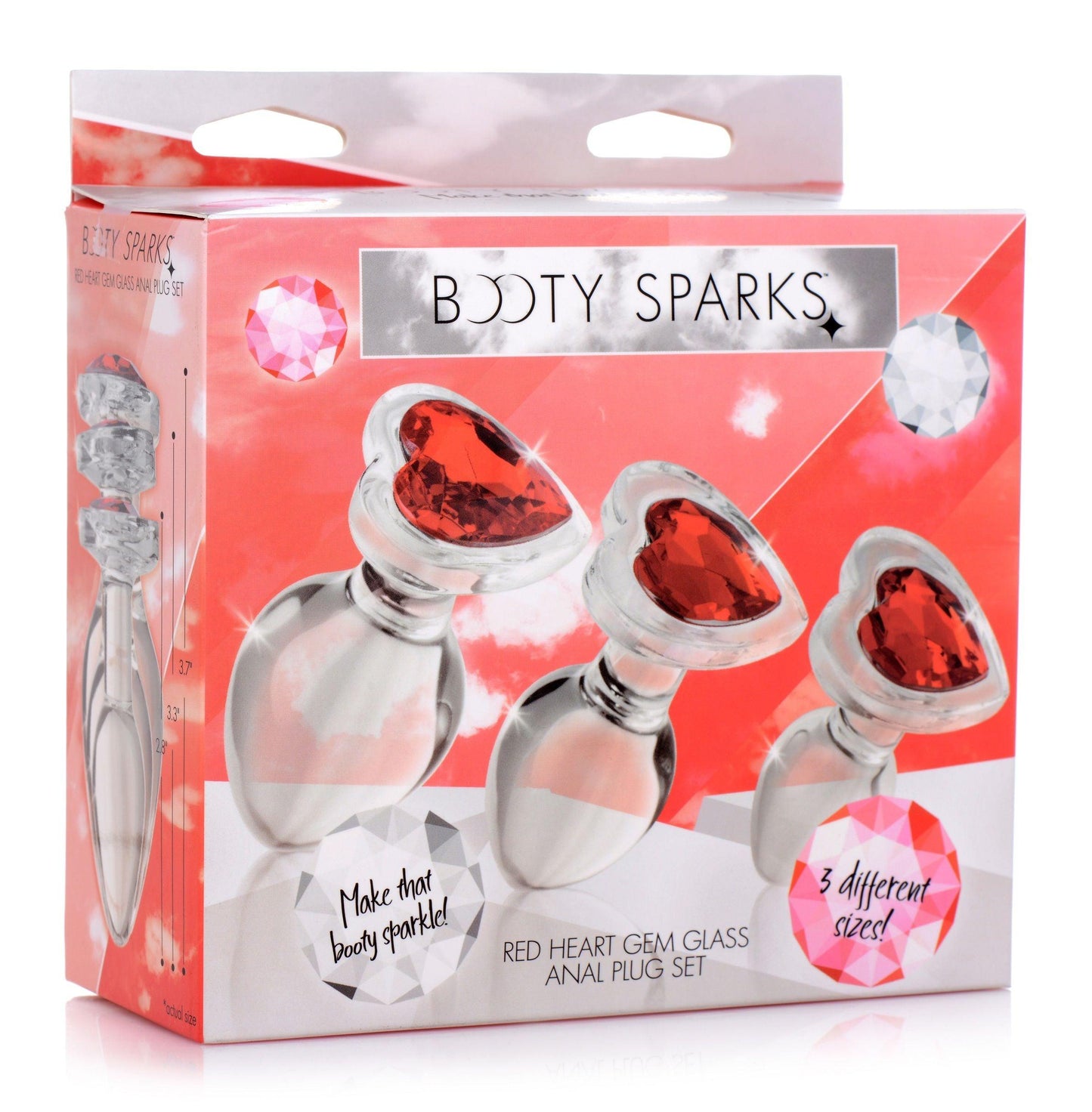 Red Heart Gem Glass Anal Plug Set - Love It Wet