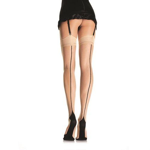 Contrast Backseam Stockings - One Size - Nude - Love It Wet