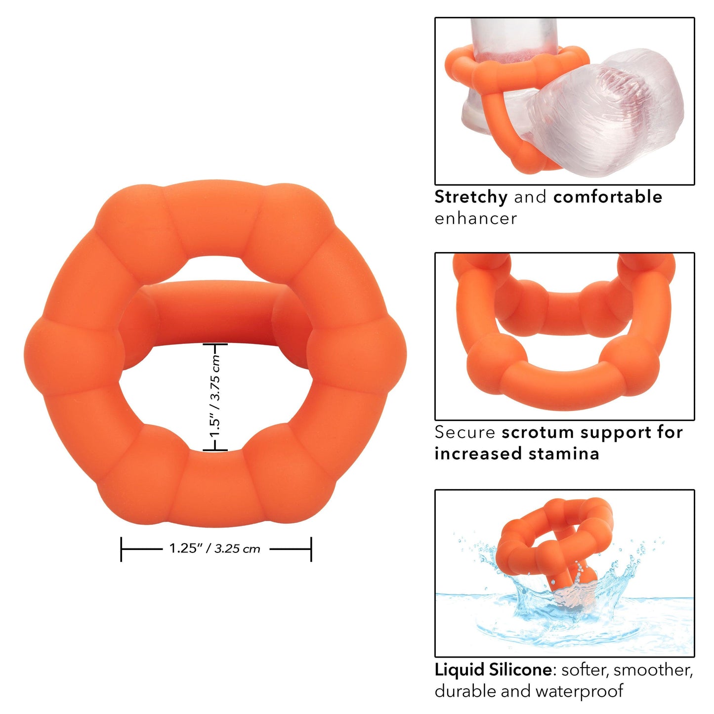 Alpha Liquid Silicone All Star Ring - Orange - Love It Wet