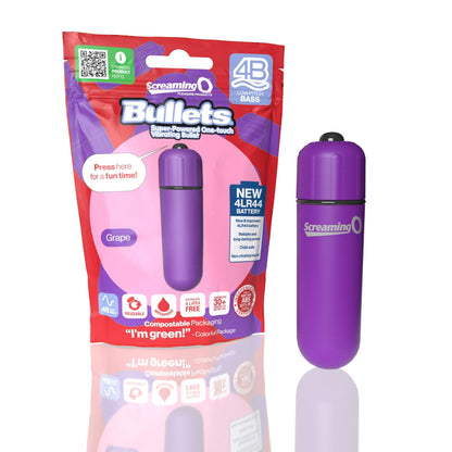 Screaming O 4b - Bullet - Super Powered One Touch Vibrating Bullet - Grape - Love It Wet