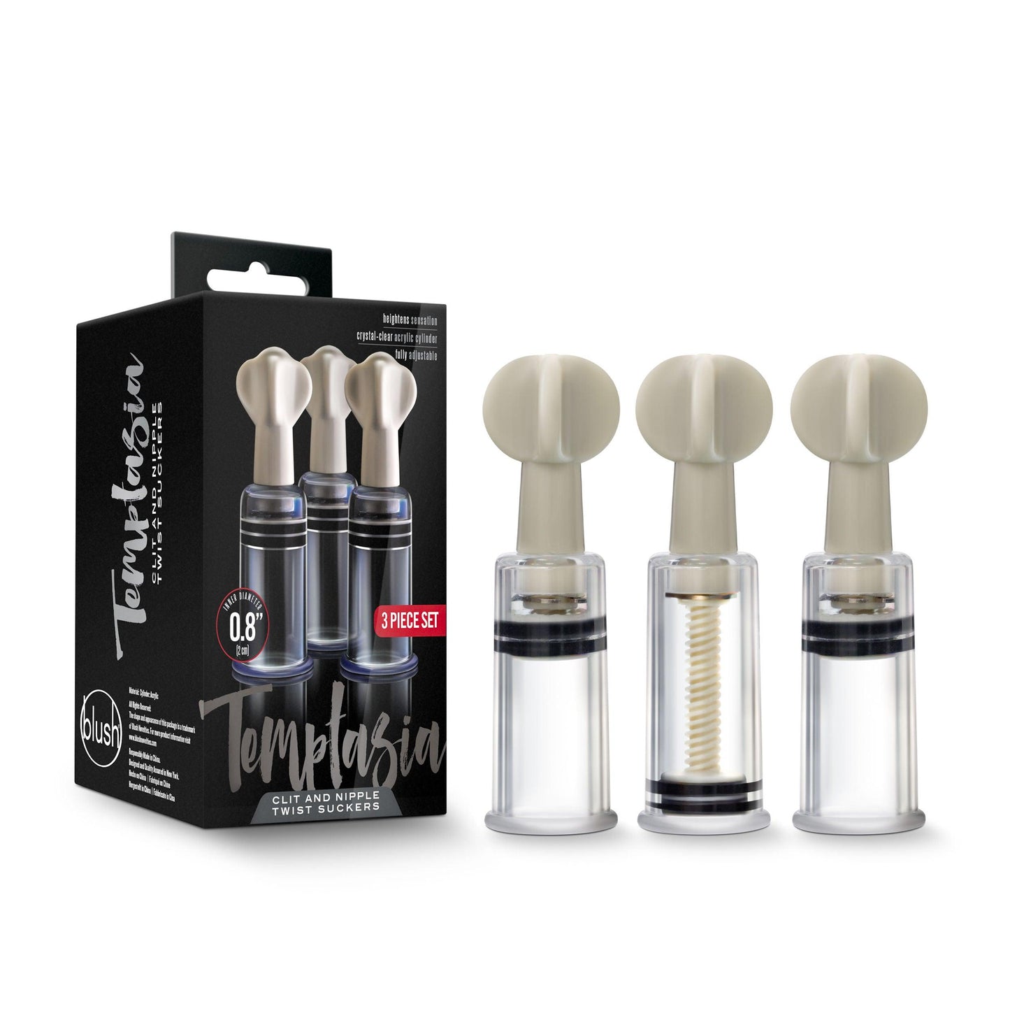 Temptasia - Clit and Nipple Twist Suckers - Set of 3 - Clear - Love It Wet