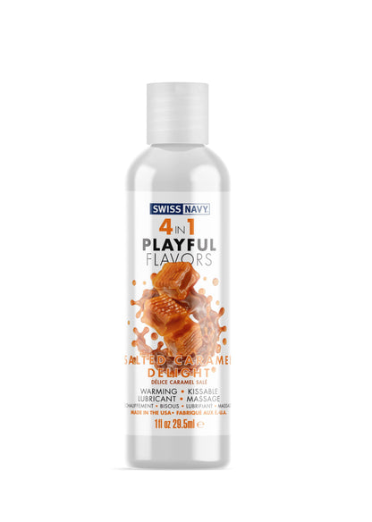 Swiss Navy 4-in-1 Playful Flavors - Salted Caramel Delight - 4 Fl. Oz. - Love It Wet