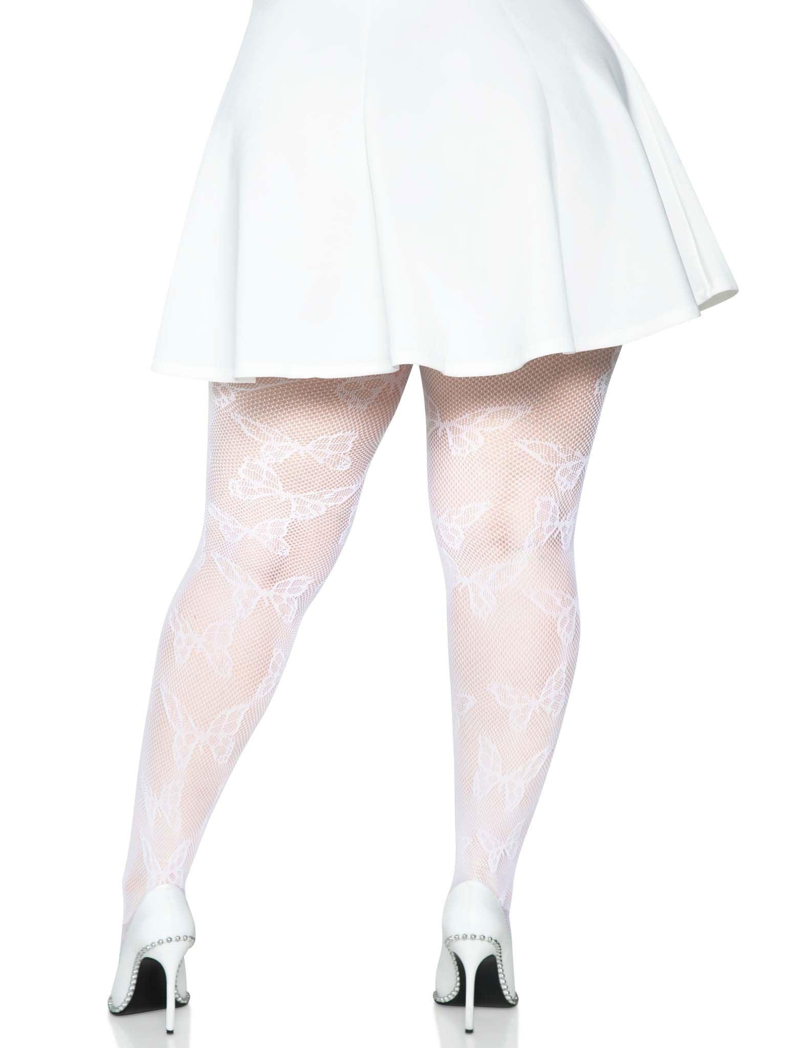 Butterfly Net Tights - 1x/2x - White - Love It Wet