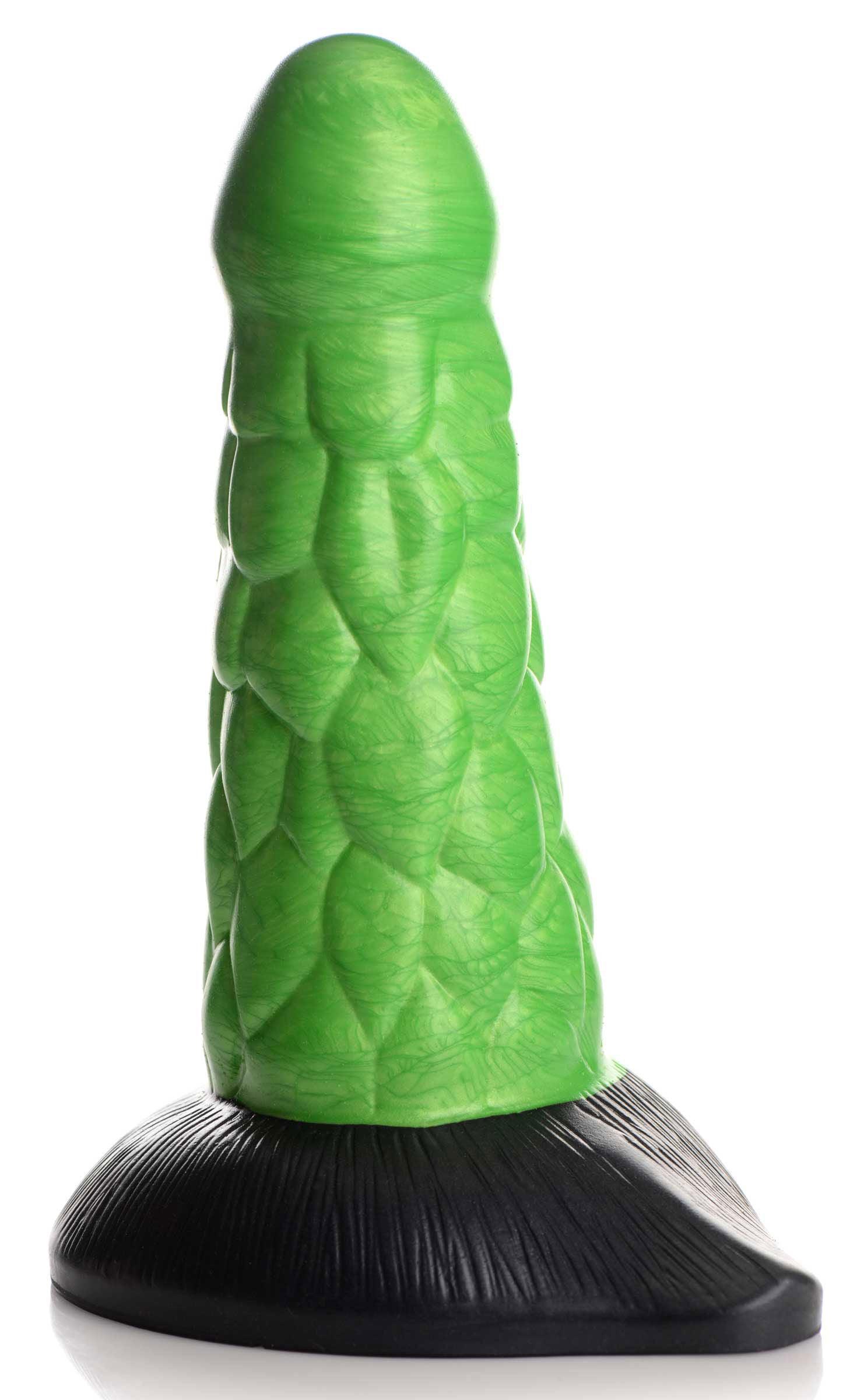 Radioactive Reptile Thick Scaly Silicone Dildo - Green - Love It Wet