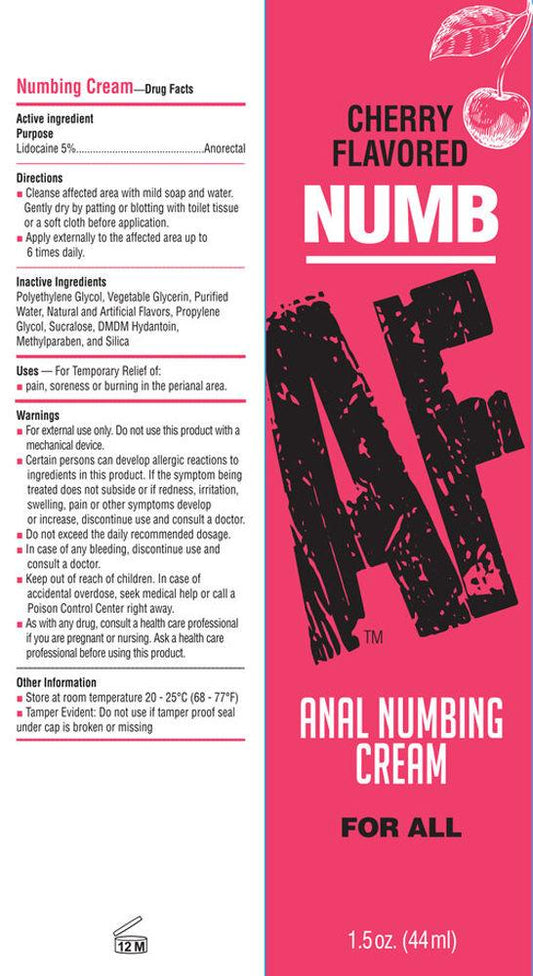 Numb Af - Anal Desensitizer Gel - Cherry - 1.5 Fl Oz - Love It Wet