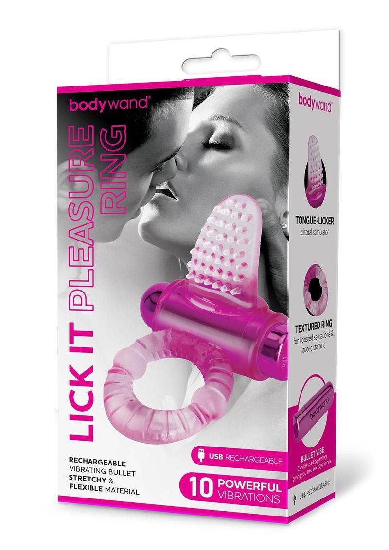 Bodywand Rechargeable Lick It Pleasure Ring - Pink - Love It Wet