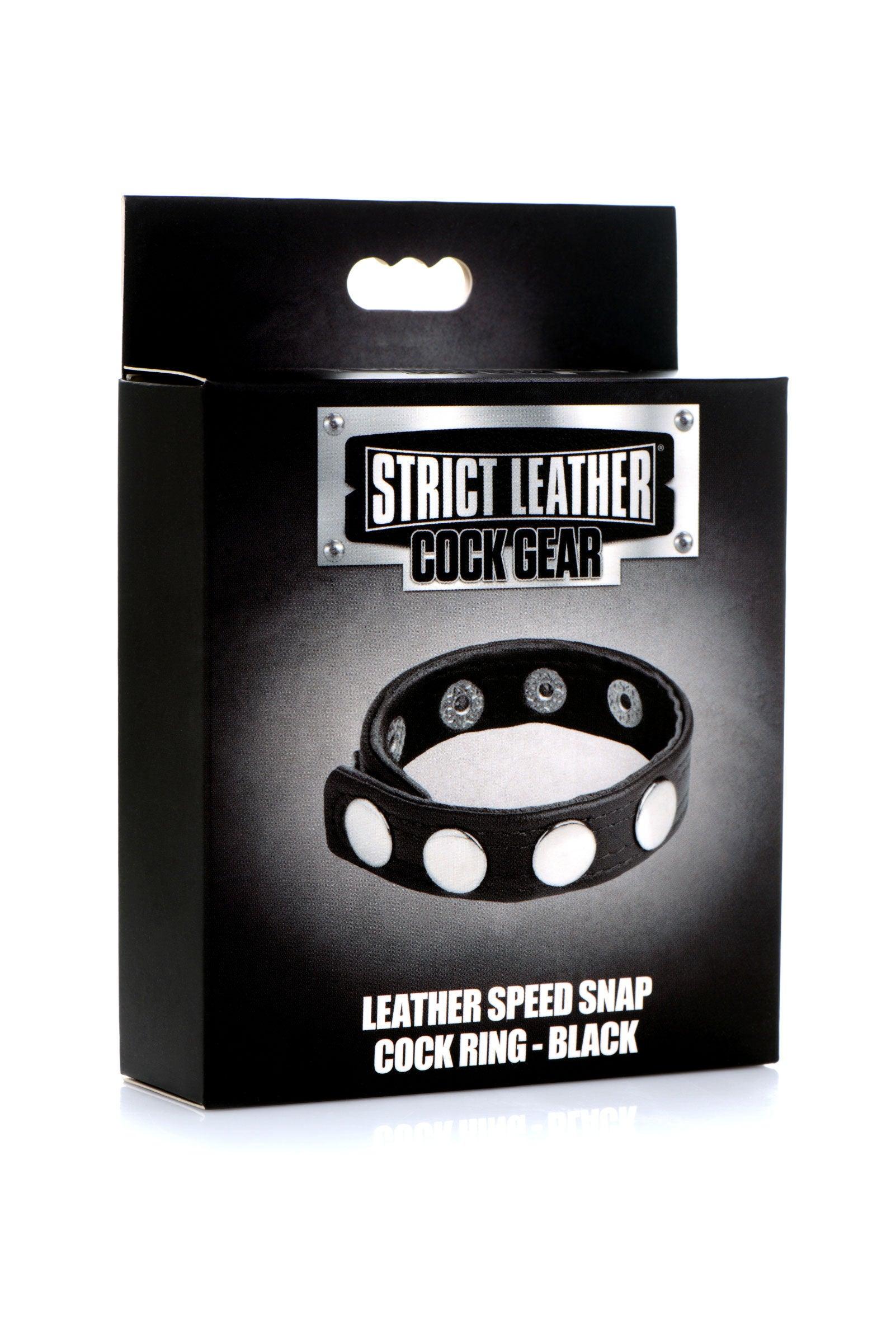 Cock Gear Leather Speed Snap Cock Ring - Black - Love It Wet