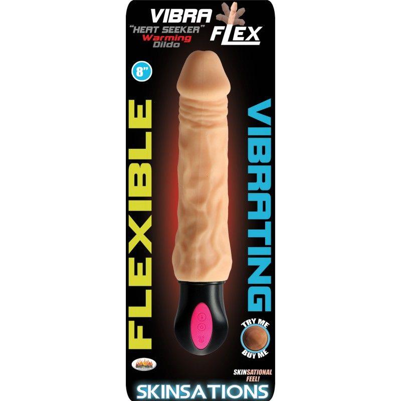 Skinsations Vibra-Flex Heat Seeker - Flexible Warming Dildo With 12 Frequencies - Love It Wet