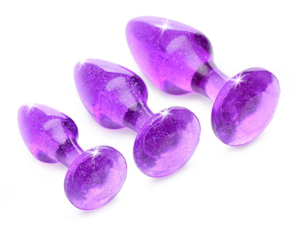 Glitter Gem Anal Plug Set - Silver - Love It Wet