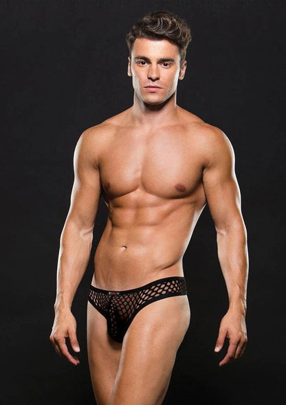 Envy Modern Fishnet Thong - Large/xlarge - Black - Love It Wet