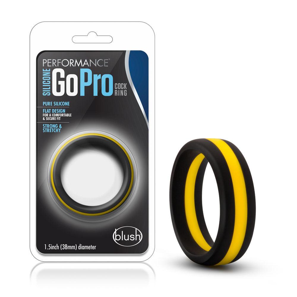 Performance - Silicone Go Pro Cock Ring - Black/gold/black - Love It Wet