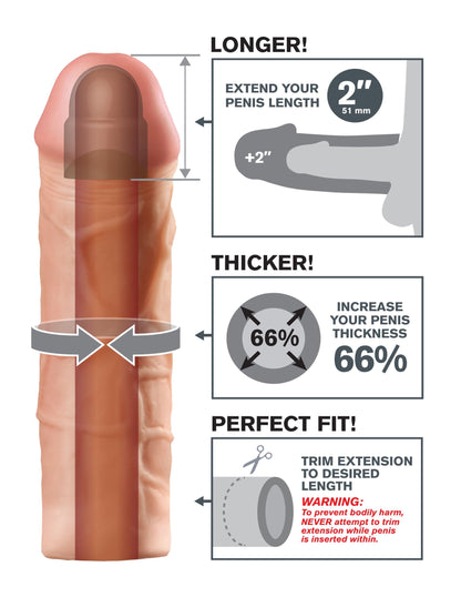 Fantasy X-Tension Mega 2-Inch Extension - Flesh - Love It Wet
