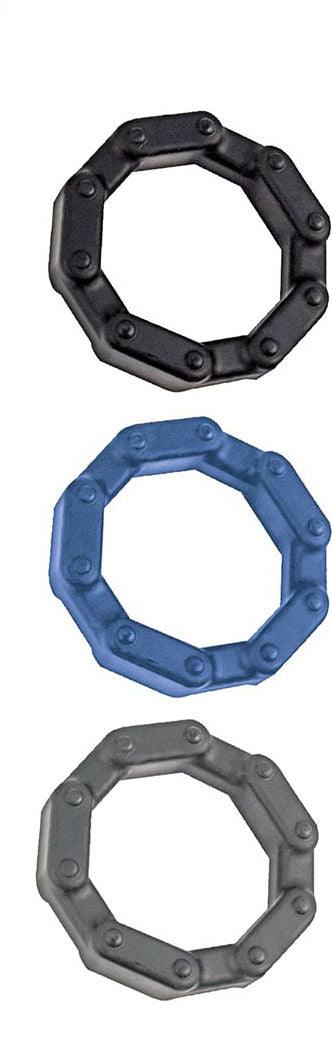 Anal-Ese Chainlink Cockrings - Black/blue/grey - Love It Wet