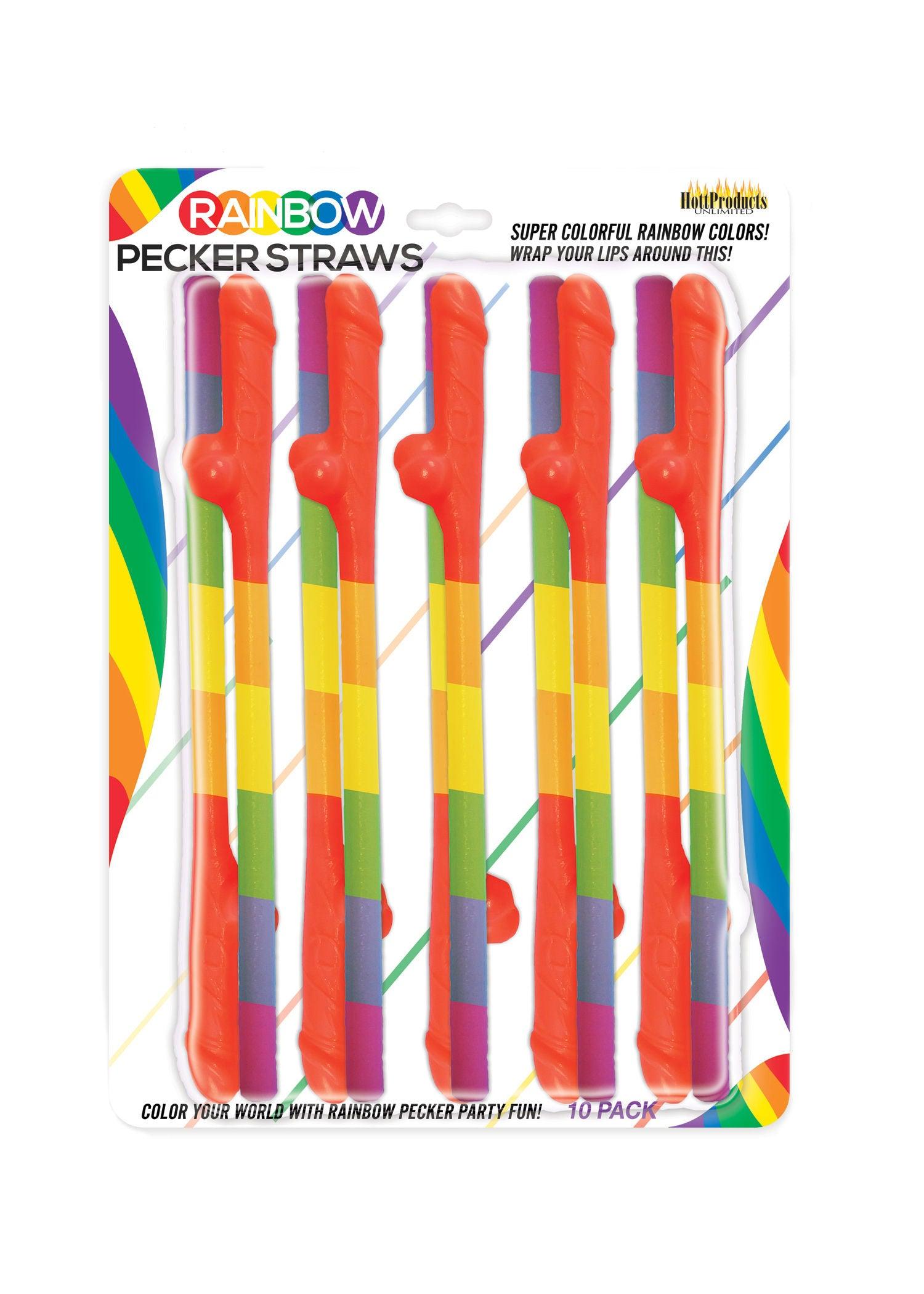 Rainbow Pecker Straws - 10 Pack - Love It Wet