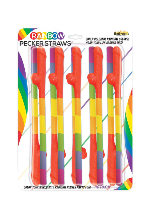 Rainbow Pecker Straws - 10 Pack - Love It Wet