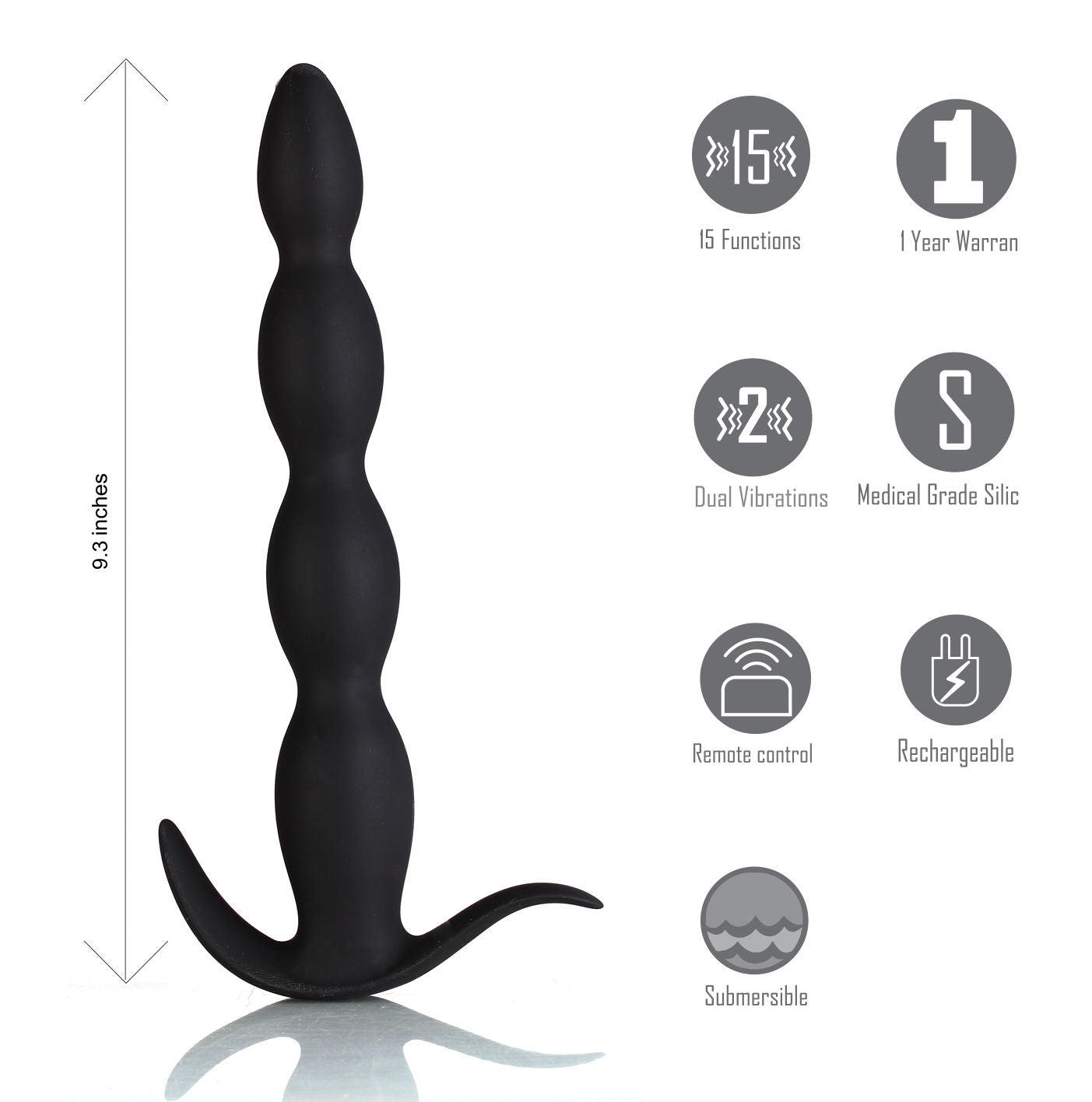 Mason Remote Control Silicone Butt Plug - Black - Love It Wet